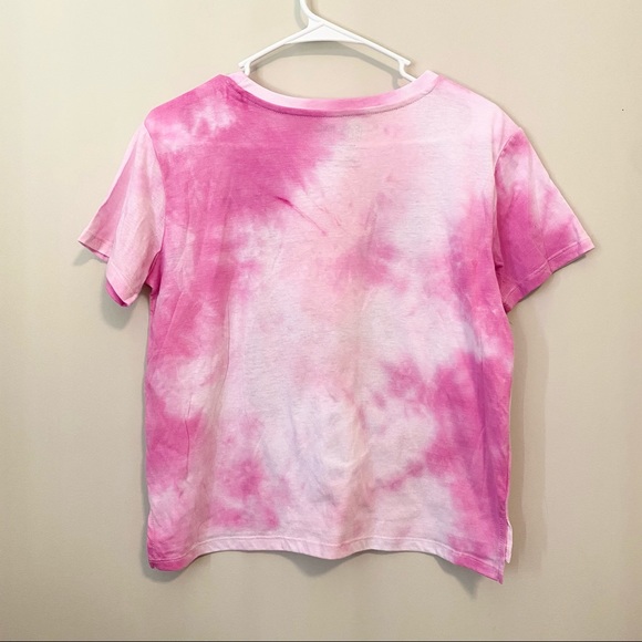 AC/DC Tie Dye Pink Crop Top Band Tee Cannon Rock - Picture 6 of 6